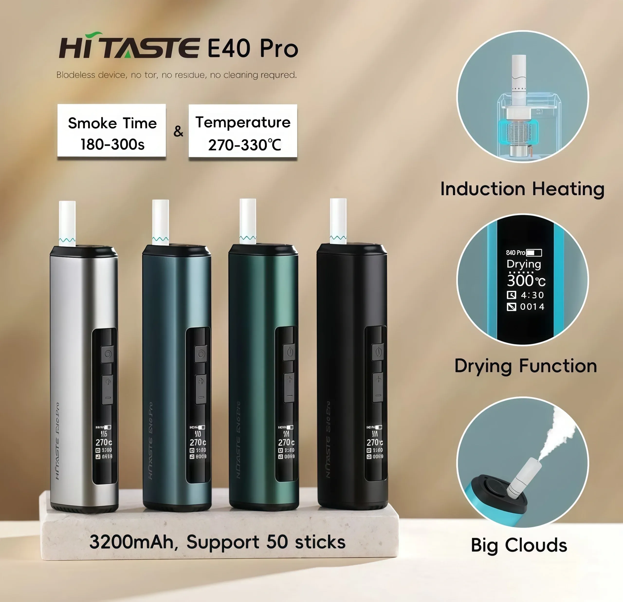HiTASTE E40 Pro 加熱菸主機|TEREA 煙彈專用|智慧電磁加熱・免清潔・溫度可調:圖片 2